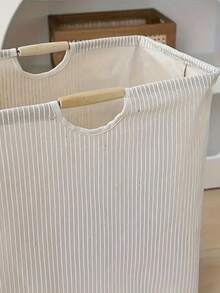 1 pièce Panier à linge pliable avec poignée - Grand panier pliable pour vêtements, serviettes et jouets - Design rayé, convient pour la salle de bain, la chambre, l'organisation et le stockage du dortoir, accessoires de buanderie, panier à linge - Multicolore - Voir 7