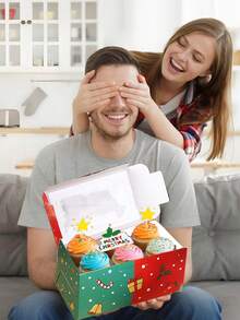 1pc/5/10PCS Christmas Cookie Boxes ,Bulk Kraft, Large Holiday Christmas Cookie Tins With Lids, Bakery Christmas Treat Boxes, Candy And Cookie Boxes For Gift Giving , Food Packaging Containers.