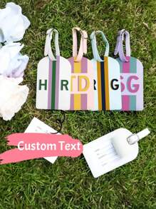 1pc Personalized Shadow Monogram Luggage Tag, Custom Name Initial Travel Bag Tag, Personalized Suitcase Tag For Women Men, Custom Leather Luggage Identifier With Name Or Logo, Bachelorette Party Favor, Bridesmaid Gift, Wedding Party Gift, Graduation Gift, Honeymoon Travel Accessory, Business Trip Bag Tag, - Multicolor - View 1