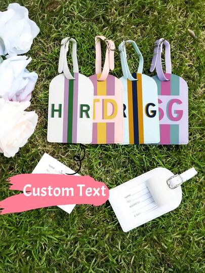 1 st personlig bagageetikett med skuggmonogram, reseetikett med namninitial, personlig resväskeetikett för kvinnor och män, anpassad bagageidentifiering i läder med namn eller logotyp, möhippa, brudtärnepresent, bröllopsfestpresent, examenspresent, resetillbehör för smekmånad, väskeetikett för affärsresor