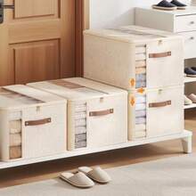 1 Peça Caixa de Armazenamento de Roupas Dobrável com Tampa, Janela Transparente e Alça Reforçada, Design Inodoro e Respirável para Guarda-Roupa, Suéteres, Roupa de Cama, Elegante e Economizadora de Espaço para Armário, Dormitório, Quarto