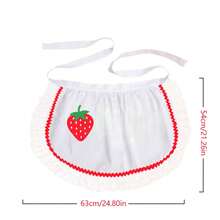 1pc Ruffled Cute Strawberry/Black Bow White Short Apron, Adorable Waist Half Apron, Smooth & Soft, Suitable For Outfit Decor/Kitchen Baking