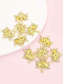 10pcs Colored Rhinestones Inlay Autumn Maple Leaf Charms Delicate Charming Clavicle Chain Necklace Earrings Keychain Hair Accessories DIY Sparkling Leaves Pendants - Perfect For Fall-Themed Party & Banquet, Great Decorations And Gift For Easter & Thanksgiving