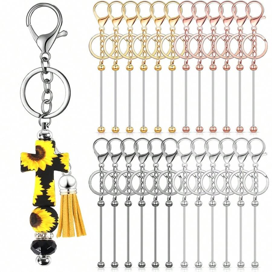 4/8/16/20/24-Piece Beaded Keychain Accessory - Detachable | DIY Creative Handmade Keychain Pendant | Girls' Fashion Accessory (4-Color Combination) - Chain Keychain - View 1