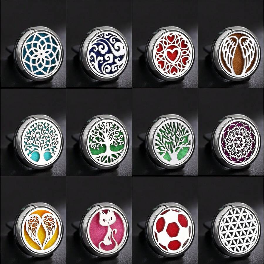 New High Quality Stainless Steel Car Perfume Diffuser Car Clips Pendants Lockets Perfume Essential Oil Diffuser Car Vent Clip Aroma Diffuser Interior Decor Stainless Steel Long-Lasting Air Freshener Aromatherapy Accessories