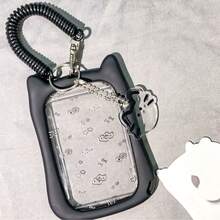 Cute Cat Design Card Holder With Keychain, Perfect For Student Bus Card, Subway Card And Campus ID Card - Durable And Stylish Document Protector, Student Accessories | Silicone Case - Color - View 15