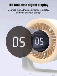 Desktop Digitale Anzeige Luftzirkulations Wandventilator, 5-Stufen Windleistung, kann mit Luftturbinen-Technologie Kühlventilator aufgeladen werden, geeignet für Outdoor-Aktivitäten, Reisen und Arbeit, 1200mAh
