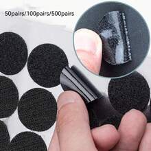 100 piezas/50 pares, 200 piezas/100 pares, 1000 piezas/500 pares de Cierres de gancho y bucle de nailon adhesivos por ambos lados de 2 cm/0.78 pulgadas, en blanco y negro, adecuados para el aula, la oficina, el hogar, de forma redonda, 2 piezas como 1 set