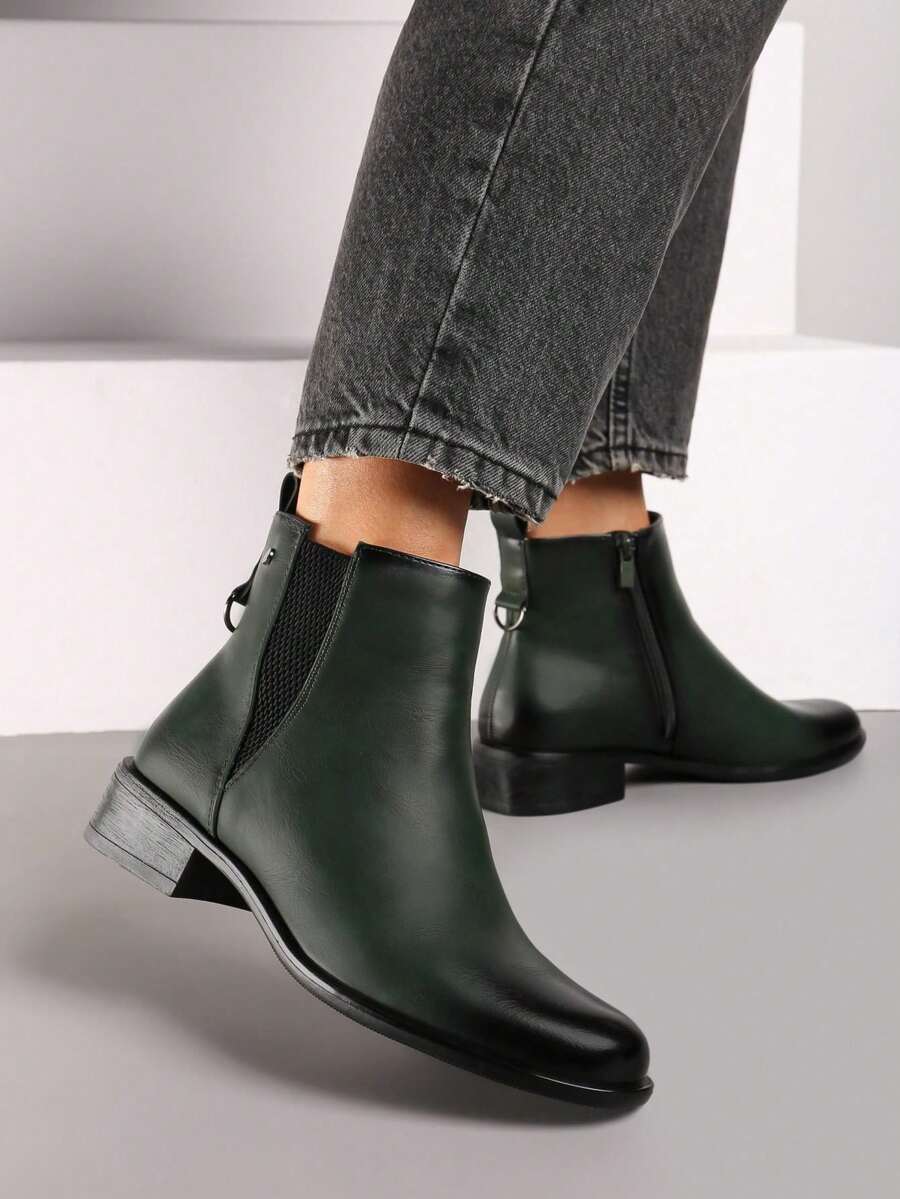 Botas Chelsea Macia - Botas Casuais Femininas De Inverno - Verde - Ver 1
