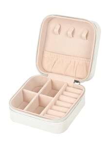 1/2pcs Travel Jewelry Box, Small Jewelry Box, Portable PU Leather Mini Jewelry Travel Case For Earrings, Necklaces, Rings, Bracelets, Watches, Lipstick, Gift For Girls, Women, Mothers, Weddings, Birthdays