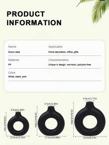 1 Stück einfache, leicht-luxuriöse, einfarbige donutförmige Vase, eine minimalistische Vase in Weiß, Rosa und Schwarz, in verschiedenen Farben und Spezifikationen erhältlich, geeignet für Heimdekoration, Wohnzimmerdekoration, Schreibtischvase, Balkondekoration, Esszimmervase, Schlafzimmervase, unzerbrechliche Vase, geeignet für Hochzeiten, Partys, Veranstaltungen und Gärten.