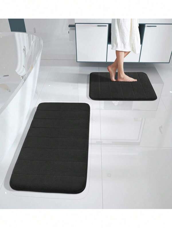 1 Piece Of Simple Solid Color Soft Slow Rebound Memory Water-Absorbing Non-Slip Mat, Bathroom Water-Absorbing Non-Slip Mat, Soft And Comfortable, Strong Water Absorption, Easy To Dry, Suitable For Bathroom, Room, Toilet, Outdoor Carpet, Door Mat, Back To School Season, Dormitory, Home Anti-Slip Essential