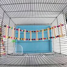 1 Vivid Parrot Climbing Ladder Toy - Soft Wooden Birdcage Accessory With Colorful Beads, Multiple Lengths, Multi-Level Cognitive Skills And Games, Suitable For All Birds, Randomly Colored Beads, Bird Toys | Fun Design | Durable Wooden Ladder