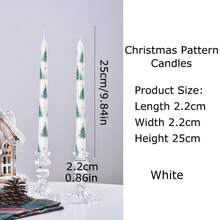 2pcs 25cm Christmas Tree Snowman Printing Long Candle, Smokeless Design, Ins Style Christmas Creative Dining Table Atmosphere Decoration Bedroom Aromatherapy, Perfect For Christmas Party Decorations, Atmosphere Desktop Decoration, Christmas Gifts (No Electricity Required) Home Decor Christmas Decorations Room Decor