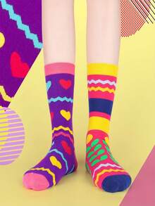 5 Pairs Funny Socks, Crazy Novelty Socks, Geometric Socks, Interesting Mid-Calf Socks, Suitable For Men, Teenagers As Gifts, Fall