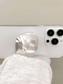 1 pieza Soporte de teléfono con acabado espejo metálico enchapado, soporte telescópico adhesivo deslizante, diseño asimétrico, accesorio de visualización de escritorio de TV, compatible con iPhone, teléfonos Android, regalo de cumpleaños y para familia y amigos, soporte de teléfono de empuje y tracción, accesorio de teléfono - Cuadrado FELIZ - Ver 4