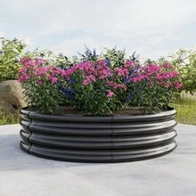 Verzinkt erhöhte Gartenbett für den Aubenbereich mit runder Form ideal für den Gemüse Obst und Blumenanbau in Gärten erhöhte Pflanzenbetten aus verzinktem Material zur Verbesserung der Belüftung und Drainage einfach aufzubauen und langlebig im Freien