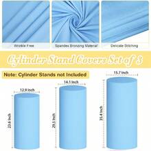 Conjunto de 3 capas para pedestal de cilindro em 9 cores, capas para pedestal de cilindro em elastano para decoração de festas, casamentos ou aniversários - Contém apenas capas para cilindro (90*40 cm/75*36 cm/60*33 cm) - Multicolorido - Ver 16