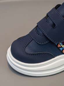 1 Pair New Fashionable Soft Bottom Baby White Shoes, Unisex Casual Hook And Loop Children Sports Shoes, Suitable For Spring And Autumn - Blue - View 7