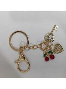 Kirsche Kette mit glänzendem Harz Anhänger - Legierung, dekorative Zubehörteile Kirsche Dekoration Taschenkette Anhänger Taschenverlängerungskette mit Kettenanhänger, geeignet für verschiedene Taschen, Schlüsselanhänger, Handtaschen, Umhängetaschen, Schultertaschen für Frauen, Autoschlüsseltasche, geeignet für Geldbörsen und Taschen, ideales Geschenk für die Familie