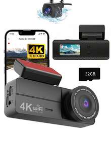 4K 汽车行车记录仪，WiFi 车载摄像头，带应用程序控制，1.47 英寸屏幕行车记录仪，带 24 小时停车监控（不含有线套件），G 传感器 - 黑色 - 查看 13