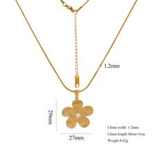 1 Stück modischer und einzigartiger 304 Edelstahl 18k vergoldeter Anhänger Halskette mit künstlichen Strass, Perlen und Vintage Blumen, runde Schlangenkette, Damen Edelstahl Schmuck Halskette, Geschenk für Frauen - Goldgelb - Übersicht 10