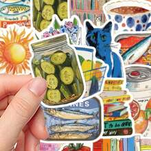 50pcs Vintage Mediterranean Style Graffiti Stickers, Personalized DIY Scrapbooking For Notebook, Phone Case, Laptop, Guitar, Tumbler, Planner Decor,School Supplies,Back To School - 彩色 - 查看 5