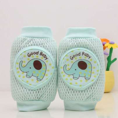 1Pair Cartoon Cute Cartoon Elephant Mesh Breathable Baby Knee Pads For Crawling Learning Walking