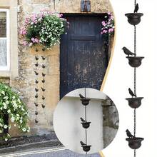 Black Bird Rain Chain - Decorative Water Drainage Ditch With Hooks, Suitable For Garden, Park, And Home Roof Sewers, Durable Plastic, Easy To Install, Features 8 Bird Shapes, Outdoor Drainage Ditch | Decorative Rain Chain | Durable Plastic, Bird Shaped Decoration