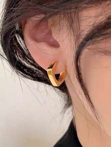 JOJELOO Boucles d'oreilles carrées plaquées or 18 carats - Design géométrique minimaliste, bijoux de mode quotidiens pour femmes, nouvel accessoire, cadeau polyvalent pour minimalistes modernes