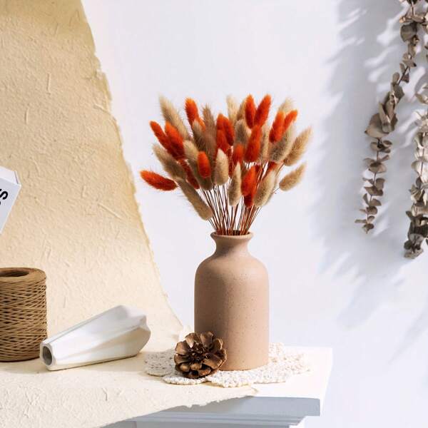 70/130 piezas de flores secas de cola de conejo natural, en colores naranja y naturales, decoración central bohemia para bodas, decoración otoñal para el hogar, decoración de bodas, Halloween, Navidad, suministros para baby shower, accesorios de fotografía, decoración de escritorio. (Colores naranja y naturales)