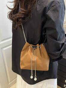 Women's Simple Chain Solid Color Crossbody Bag, Suitable For Daily Commute And Travel