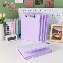 Pasta de arquivo portátil de 1 peça - Várias cores disponíveis - Com caixa de armazenamento e prancheta, quadro de escrita multiuso, armazenamento de arquivos, adequado para armazenamento de arquivos de escritório e estudantes, versátil, fácil de armazenar