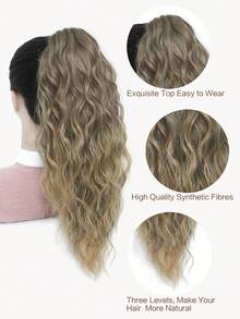 18" Ponytail Extension Claw Long Multi Layered Hair Fluffy Thick Water Wave Hair Jaw Clip In Fake Pony Tails Fake Hair Soft Natural Looking Synthetic Hairpiece For Women Rich Brown With Light Tail Hair Extensions - 挑染棕色 - 查看 5