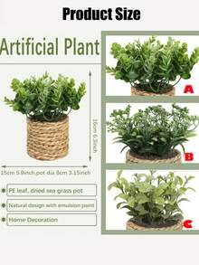 1/3PCSArtificial Christmas Rattan Large Potted Plant (14cm/5.5 Inch) Artificial Plant Grass Mound, Large, Seagrass Rope, Gift, Simulation Plant, Grass Mound, Green, PE Material, Polyester Fibre Material, Wedding Season - Multicolor-a - View 4