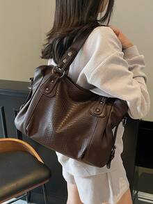 New Arrival Large Capacity Casual Tote Bag - Coffee - View 7
