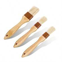 3pcs Pastry Basting Brushes Oil Brush For Cooking Boar Bristle Brushes BBQ Basting Brush Kitchen Baster Brushes For Oil Egg Spread Marinade Sauce 2 Small + 1 Medium