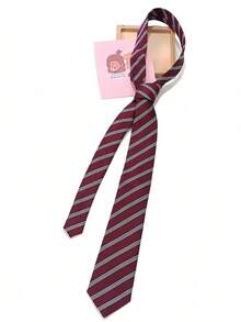 1pc Handmade Unisex Multi-Color Striped Necktie, Classic Style, Versatile, Essential For Back To School Season, Multi-Color Self-Tie Necktie. Suitable For Uniform, Can Be Given As Gift