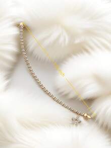 1-Piece 18K Gold-Plated Tennis Bracelet With Genuine Diamonds, Secure Closure, Gift Box Included, For Women - Star - View 3