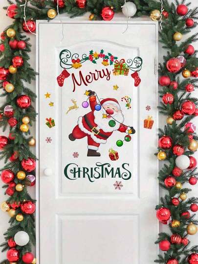 1 Stück Weihnachts-Schneeflocken-Stern Design selbstklebender Wand- und Türaufkleber, für Heim- und Fenster-Dekoration, Weihnachtsdekoration, Raumdekoration, Winter