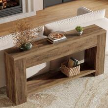 Tribesigns 70.9-Inch Console Tables For Entryway, Narrow Wooden Long Sofa Table Behind The Couch, Farmhouse Fluted Hallway Accent Table For For Living Room, Entrance, Foyer - 棕色 - 查看 4