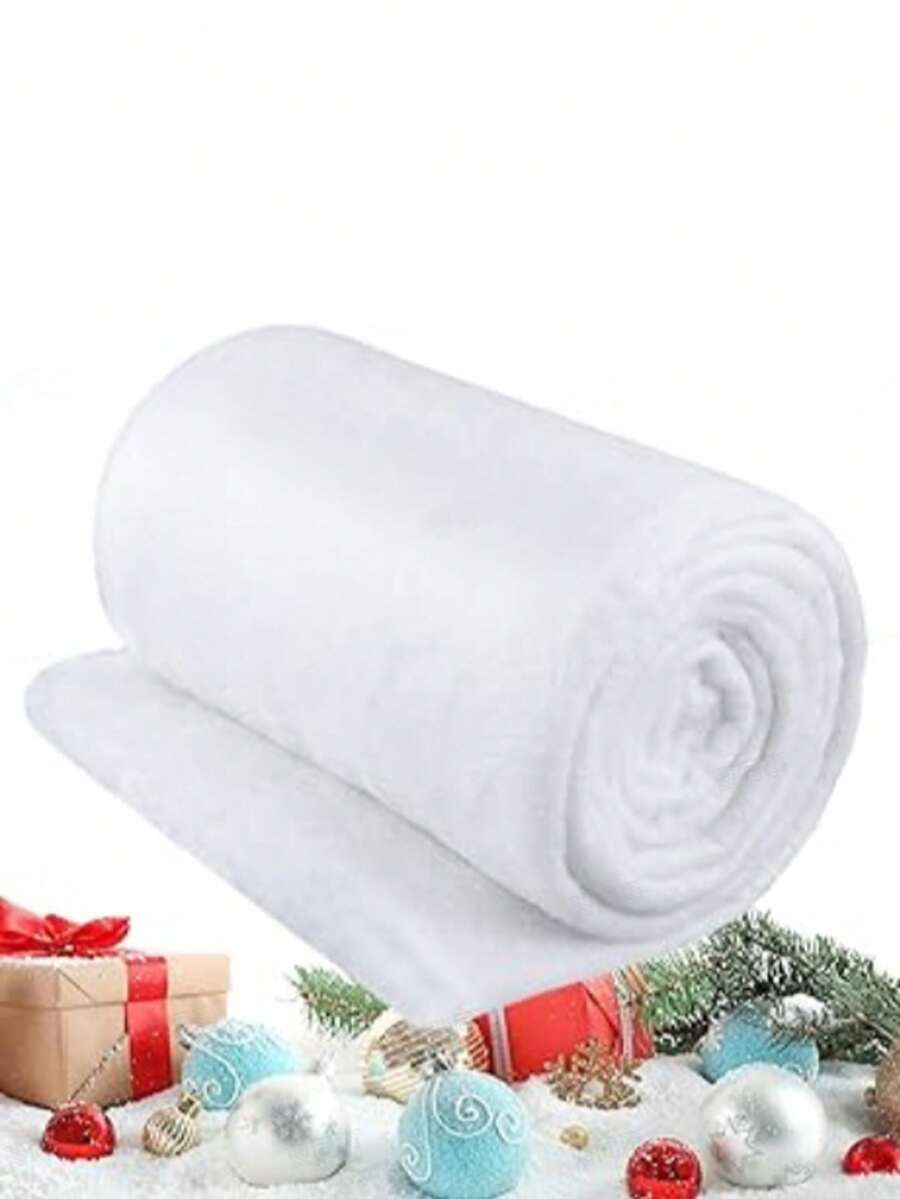 1pc New Year Christmas Snow Blanket, Artificial Snow Roll - For Winter Decoration, Christmas Tree Decoration Accessories, Rustic Crafts, Snowballs, And Photo Backdrop Props - Christmas Ornaments.