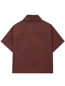 Women's Jackets Short Coats Cropped Short -Sleeved Jacket Outerwears Spring Summer Autumn Black White Brown Zip Up Jacket Women Top