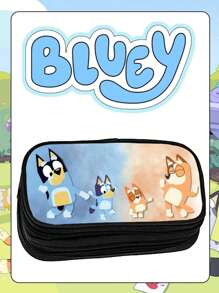 Bluey حافظة أقلام/كرتون بلوي/محمولة/أنيقة/مدمجة/جامعية/ملونة/فتاة/طالبة/عادية/ديكور حفلة/هدية