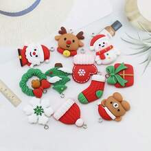 2/5/10pcs Christmas Themed Charm Pendant, Random Assorted Styles, Can Be Used For Earrings, Necklace,Christmas Gift,