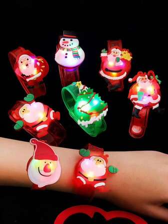 24 Pieces - LED Christmas Glow Bracelet, Glow Strap Flashing Wristband Decorative Bracelet, Gift Bag Filling Birthday, Graduation, Wedding, Party, Birthday, Party Decoration, Glow-In-The-Dark, Party Bag Filler Toy, Holiday Accessories, Party Gifts, Outdoor Games, Christmas Socks Filler, Glow-In-The-Dark Christmas Party Supplies, Glow-In-The-Dark Party Supplies, Christmas Decorations (Random Style)