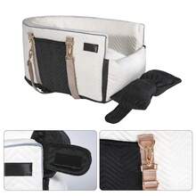 Dog Car Seat For Small Dogs, Portable Center Console Dog Car Seat, Pet Booster Seats With Safety Belt  And Soft Cushion, Pet CarSeat For Dogs And Cats Under 15 Lbs, White