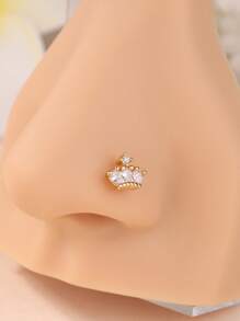 1 件/5 件可爱 L 形鼻钉戒指，适合女士女孩，独特蝴蝶花朵星星方晶锆石夏季金银色鼻环饰品派对和礼物 20G - L Shaped Pin - 查看 14