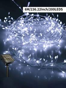 1pc 3m/5m Solar Powered String Lights, LED Firecracker Lights With 8 Flashing Modes, Outdoor Decor For Garden, Patio, Lawn, Tent, Wedding, Camping, Picnic, Railing, Suitable For Ramadan, Thanksgiving, Father's Day, Mother's Day, Can Be Used As Holiday, Birthday, Housewarming, Wedding Gift - Solar Firecracker Light String - View 18