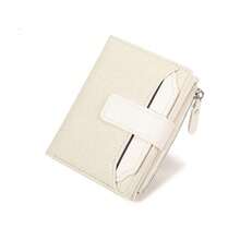 Portafoglio donna di grande capacità di OBCREATOR - Portafoglio compatto tri-fold con blocco RFID, finestra per ID, molteplici slot per carte e tasca per contanti, accessori color oro, beige/nero/blu navy, per viaggi e uso quotidiano, regalo di moda elegante per donne, conservazione sicura, design elegante, hardware robusto, per amanti della moda